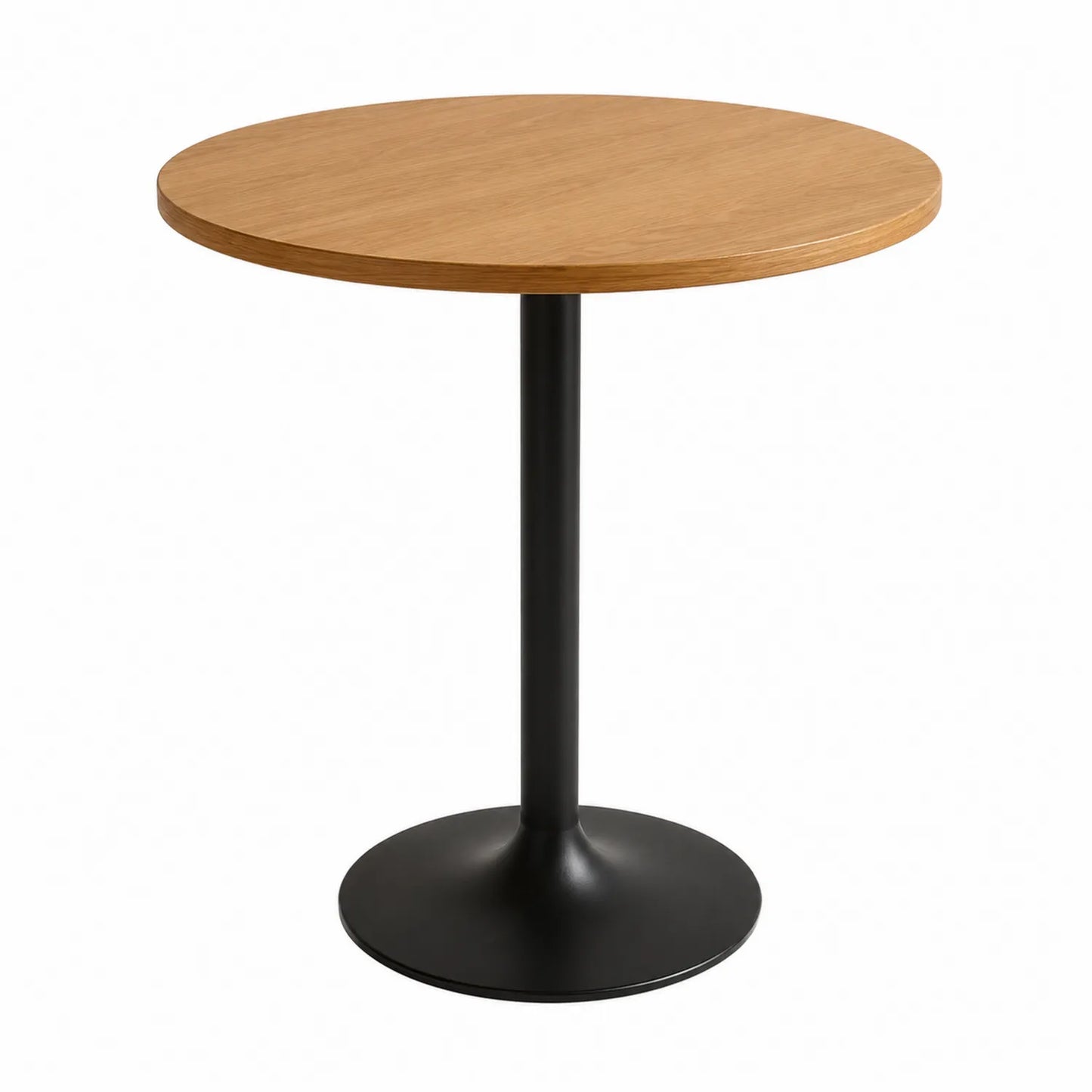 Mesa redonda de madera y acero negro de 80 cm de diámetro