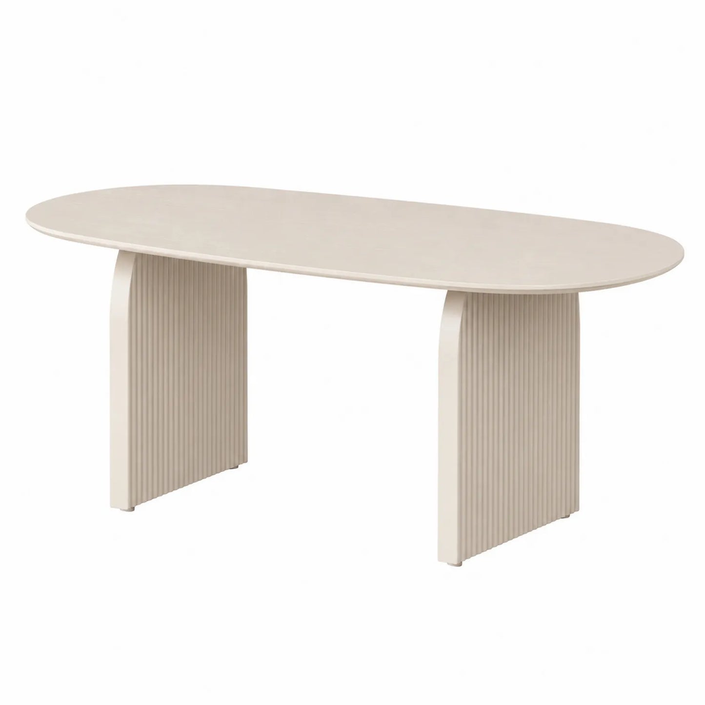 Mesa de comedor ovalada de madera MDF beige 200x100x75cm