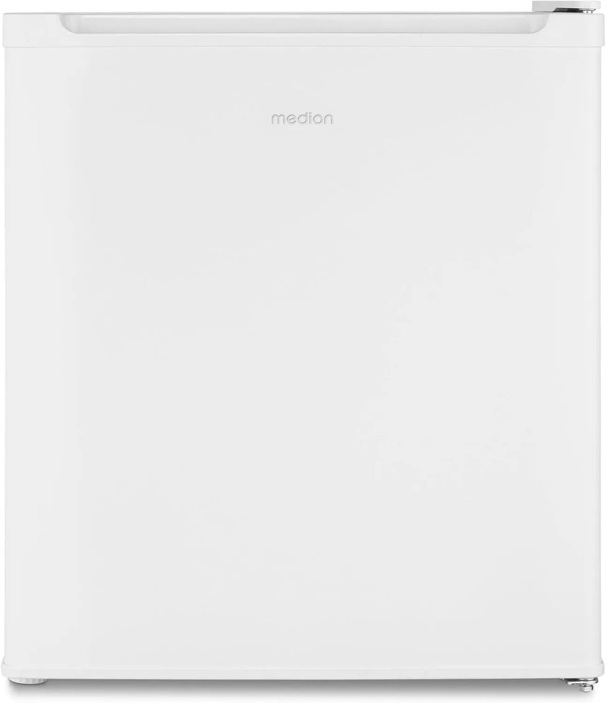 MEDION Frigorífico MD37724, 41 L, branco, mini frigorífico com compartimento de gelo, pés pequenos, altura ajustável, para bebidas alimentícias