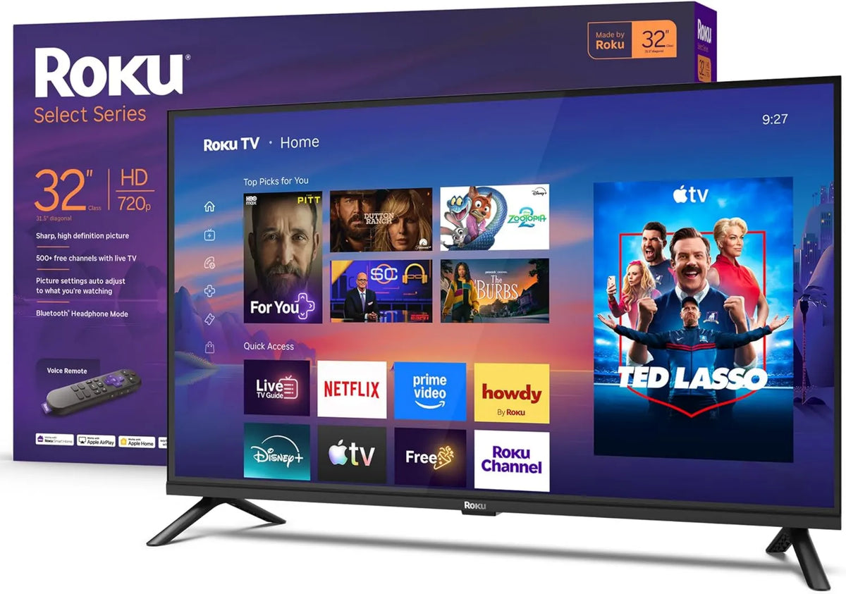 Smart TV 720p, 32 polegadas, TV, Wi-Fi, Roku Smart TV 2026, RokuTV com comando à distância de voz, Esportes e