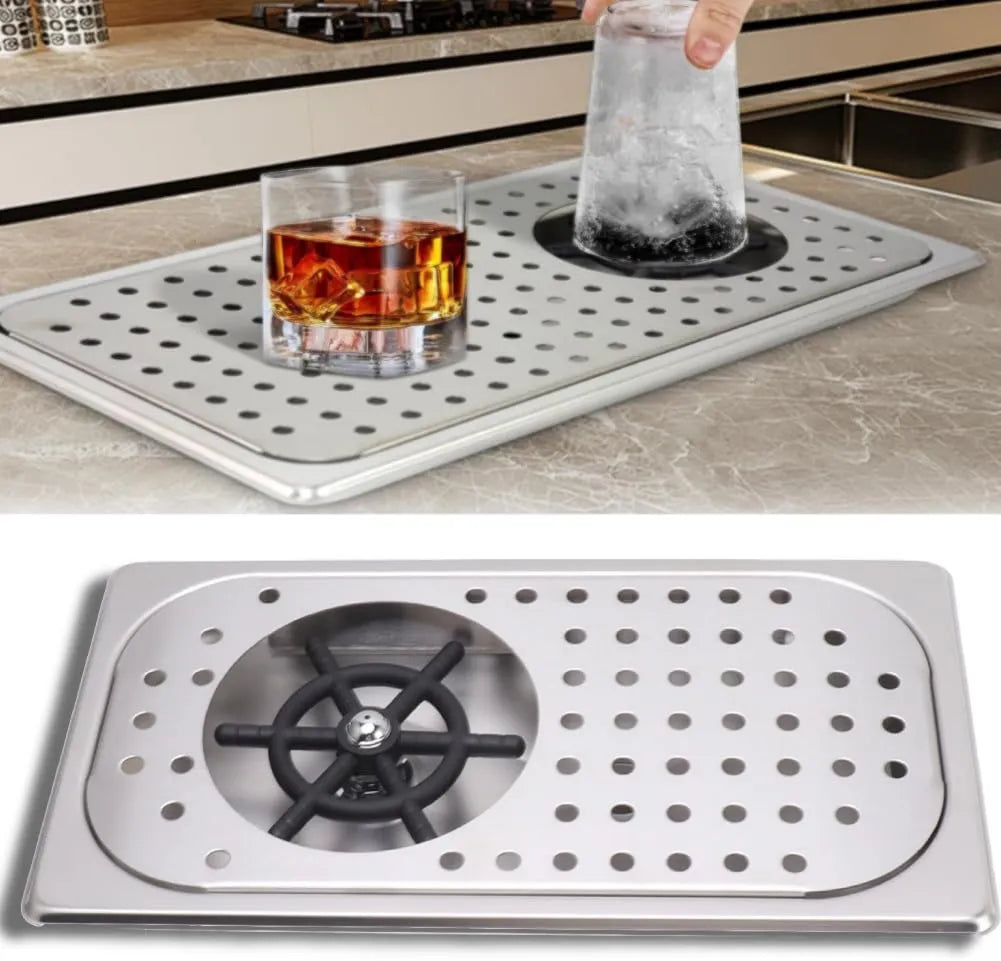Brrnoo Lavatório de cozinha, aço inoxidável, ideal para bar e café, Lavadora de vidro com lavagem de alta pressão