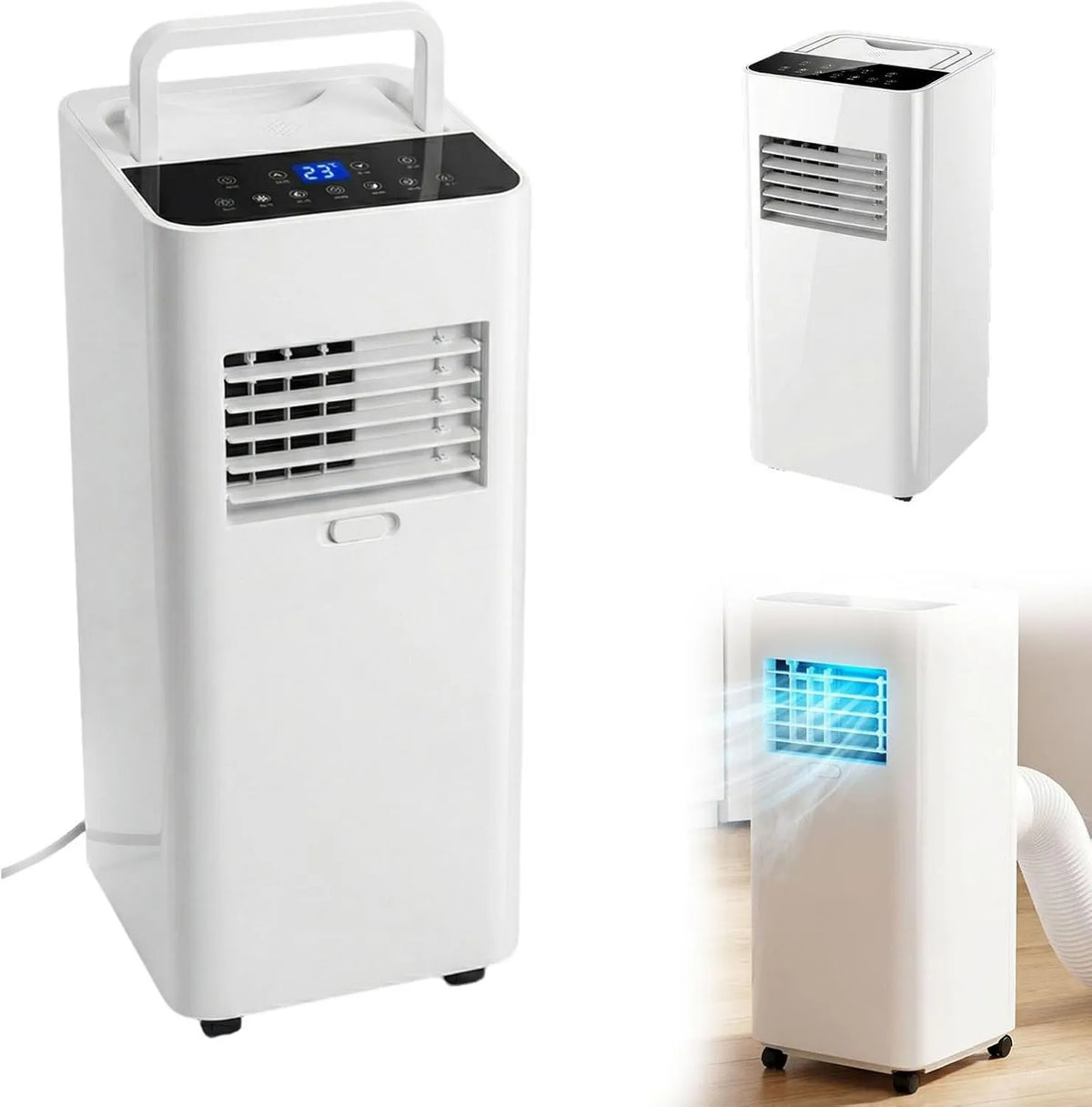 ALSUP Ar condicionado, Portátil, Temporizador, 2 velocidades com comando à distância, Funções de arrefecimento, Desumidificador, Ventilação, Kit de janela