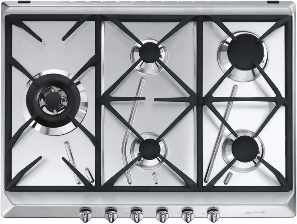 Smeg SRV575GH5 Placa de gás, placa de gás, placa de gás UNIVERSAL, Aço inoxidável