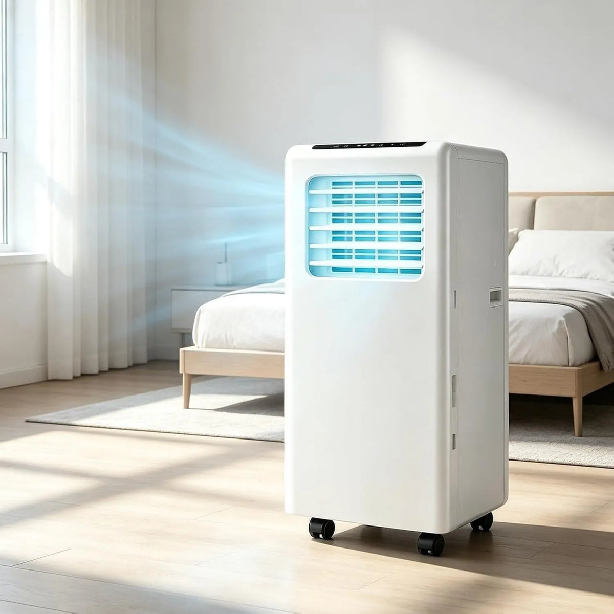HUANQIN Ar condicionado, portátil, timer, Monobloc móvel 14000 BTU com comando à distância, 9000btu, 24H Timer e janela Kit de Evacuação