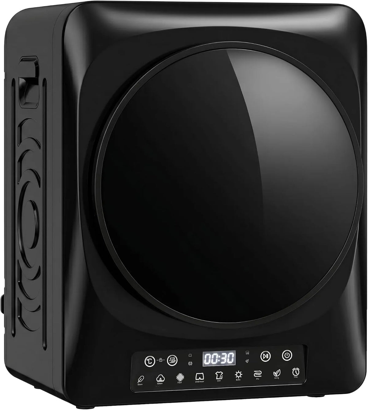 HOMCOM Secador, 1000 W, 9 programas, 5 kg, toque, temporizador, preto, até 60°C, anti-rugas, filtro duplo, secagem, bloqueio de criança, caravana