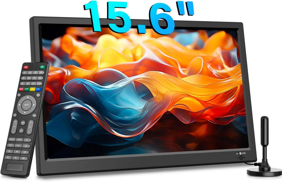 KCR Smart TV, 15, 6 polegadas, 12 V, TV, HDMI, USB, laptop, DVB-T2, compatibilidade AC, DC 12V, comando à distância