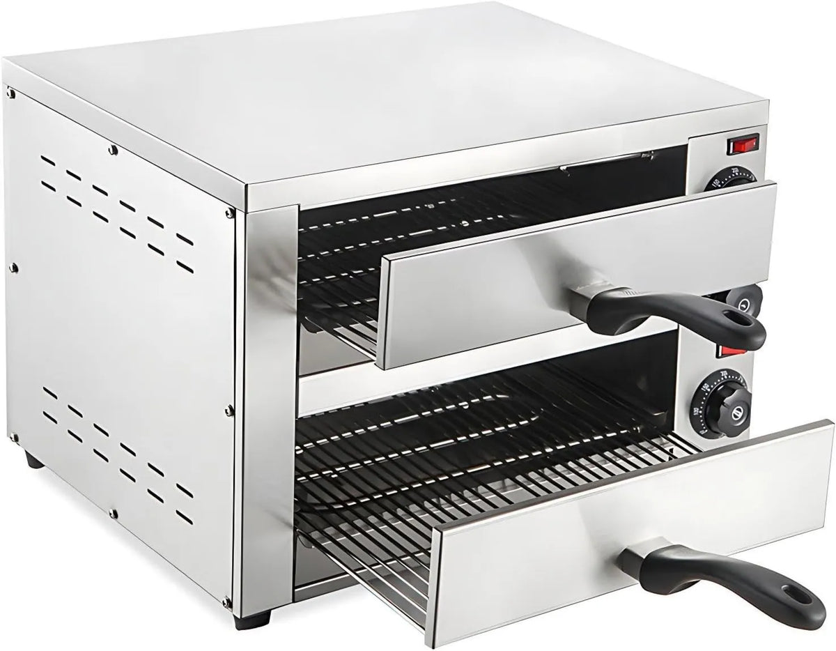 CIELOBLOEN Forno elétrico de pizza, 2460 W, pré-aquecimento rápido a 572 °F, máquina de pizza para uso, 2460W, para eventos, aberturas de ventilação