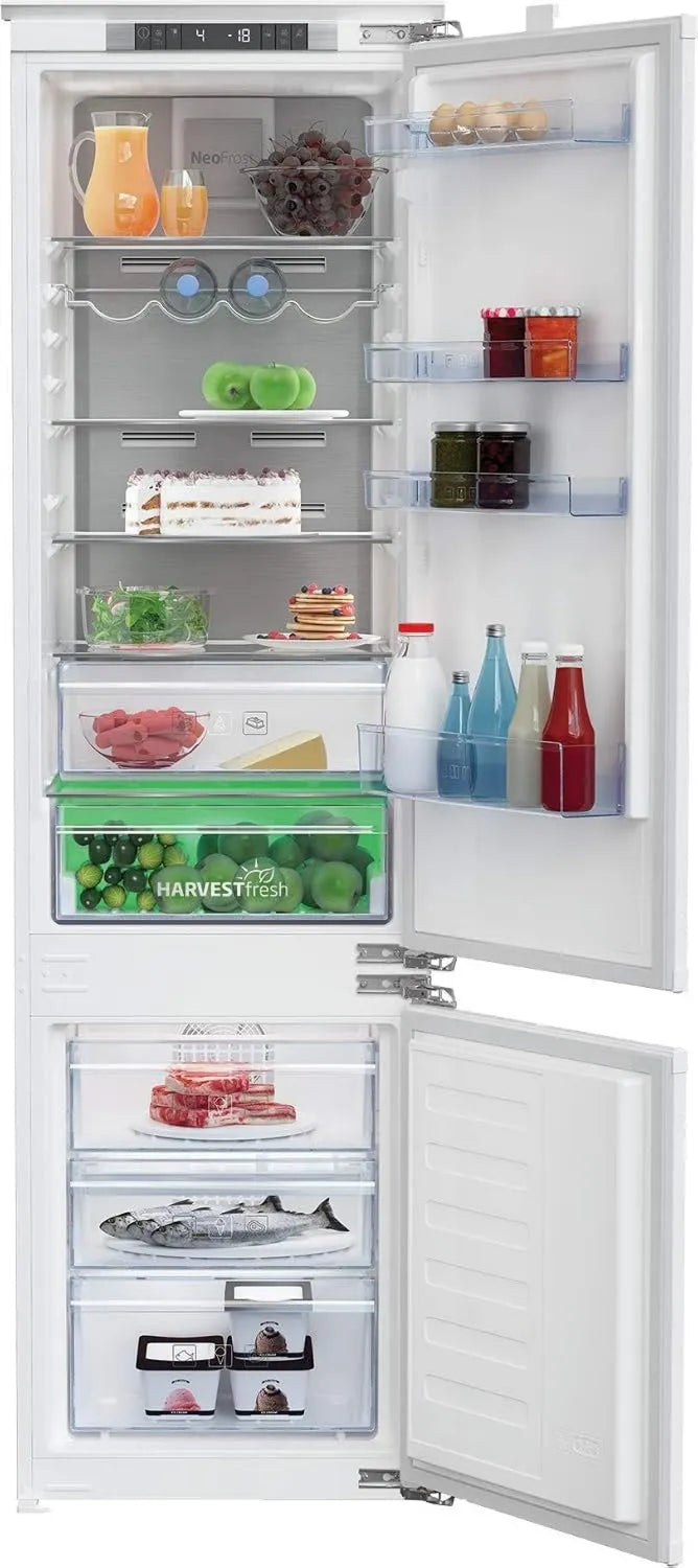 Beko BNA306E4FN Frigorífico combinado, 284 L, Classe E de energia, No Frost, Built-in, Frigorífico com Congelador, Branco, Ecrã LED, Refrigeração dupla