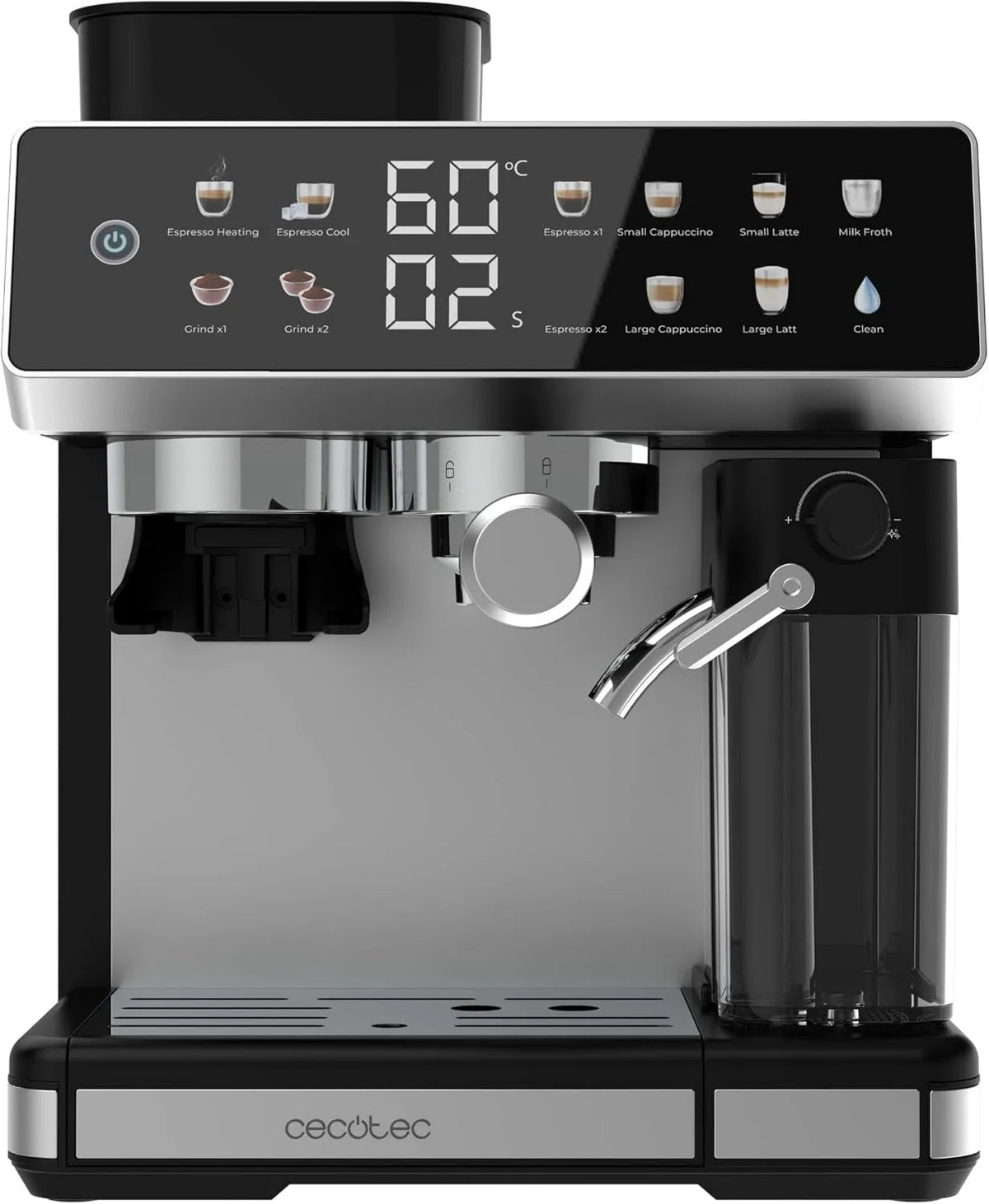 Cecotec 100g Cafeteira elétrica, 6 L, 1350 W, toque, grande tanque, dimensões personalizáveis, Café e 500 ml Leite, 20 Bares, 6L Tank