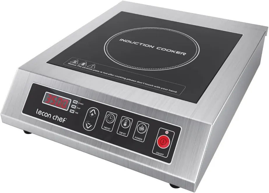 lecon chef Placa de indução, 3500 W, mesa de indução de cozinha, portátil, aço inoxidável, grande capacidade de carga de 50 KG, 24 Horas Minuto