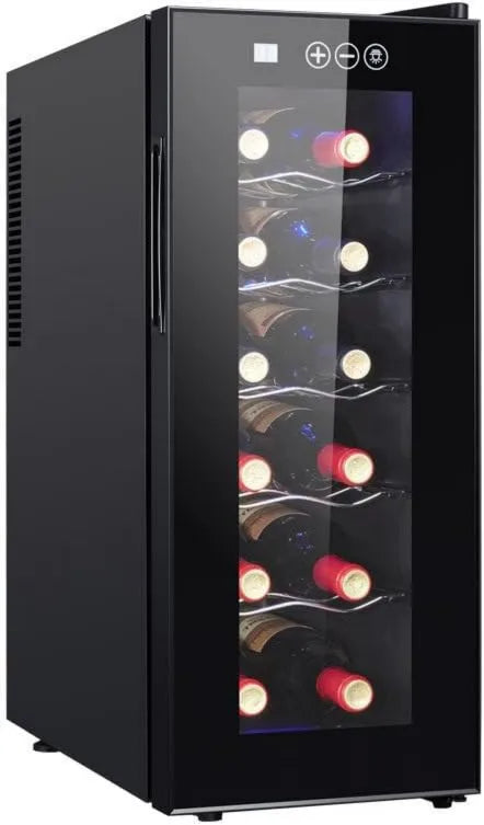 GQKVQ Garrafa de refrigeração12, 8 a 18 °C, exterior, toque, iluminação LED, 2 zonas de temperatura, Bar interior, Garrafa de frigorífico12 Garrafas