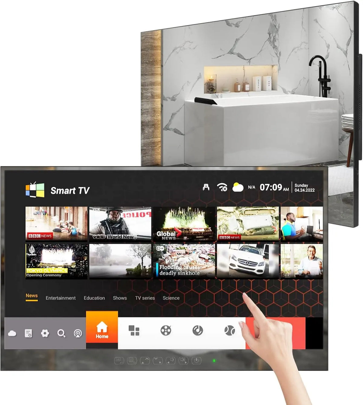 Soulaca Smart TV 1080P HYM27E-TBLS11017, 27 polegadas, TV, Wi-Fi, IP65, Bluetooth, Branco, Modelo 2025