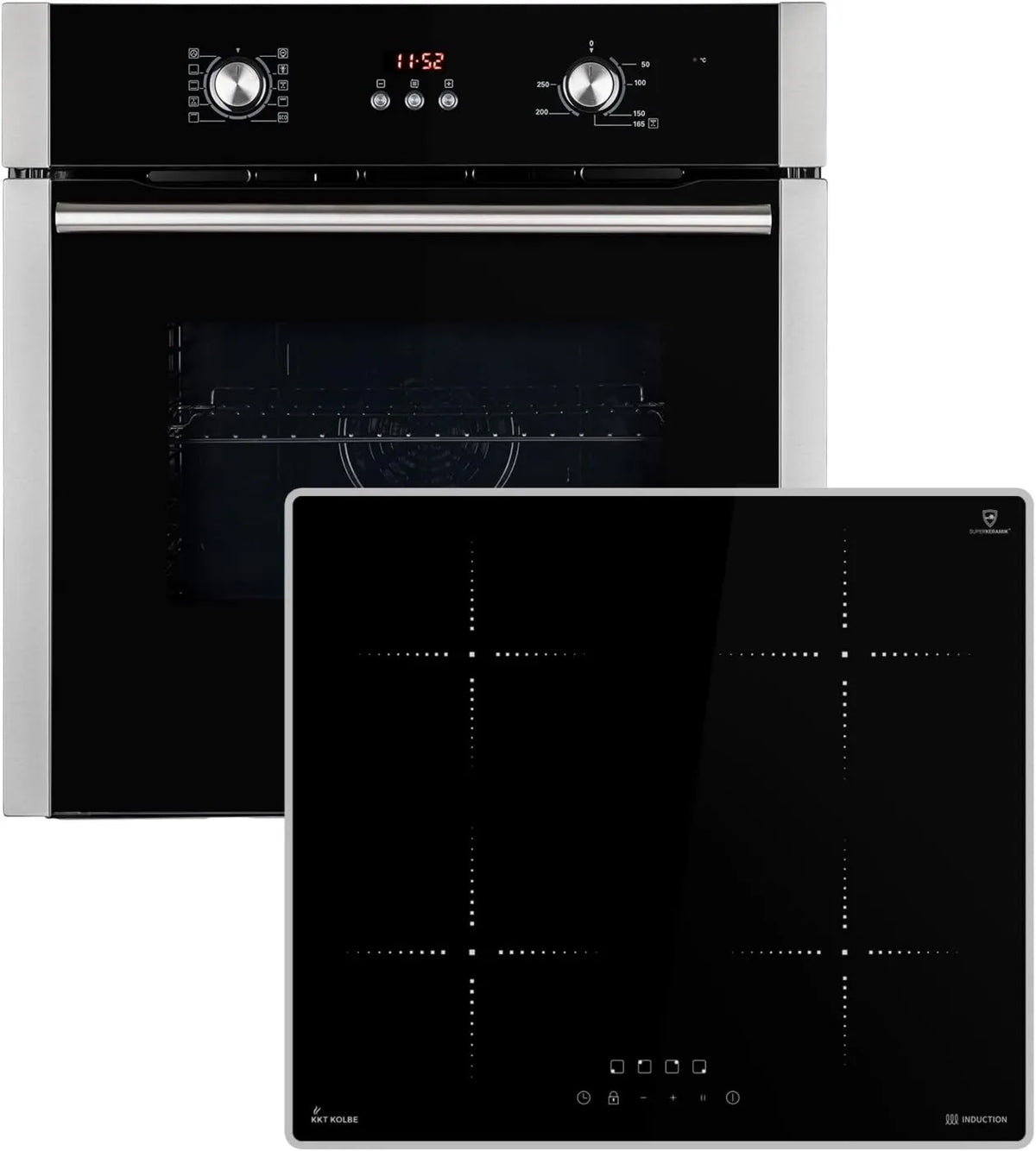 KKT KOLBE Utensílios de cozinha com forno BO8805SS IH85900ED, 60cm, encastrado, temporizador, fechadura, grelha, temporizador automático, SET8805IH859ED, Ar quente, Vidros duplos