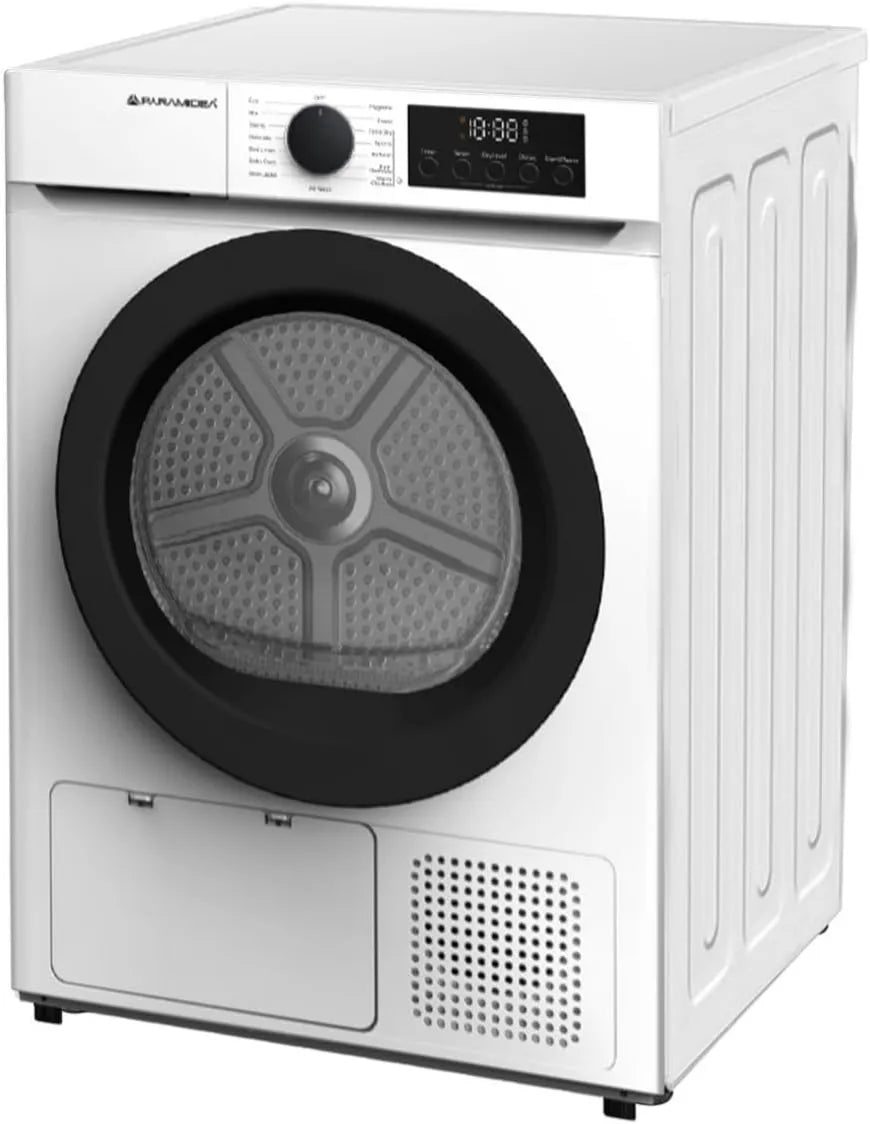 Secador DRM008W, 8 kg, classe energética E, branco, PYRAMIDEA Capacidade do secador 8 kg classe energética E Cor branca DRM008W