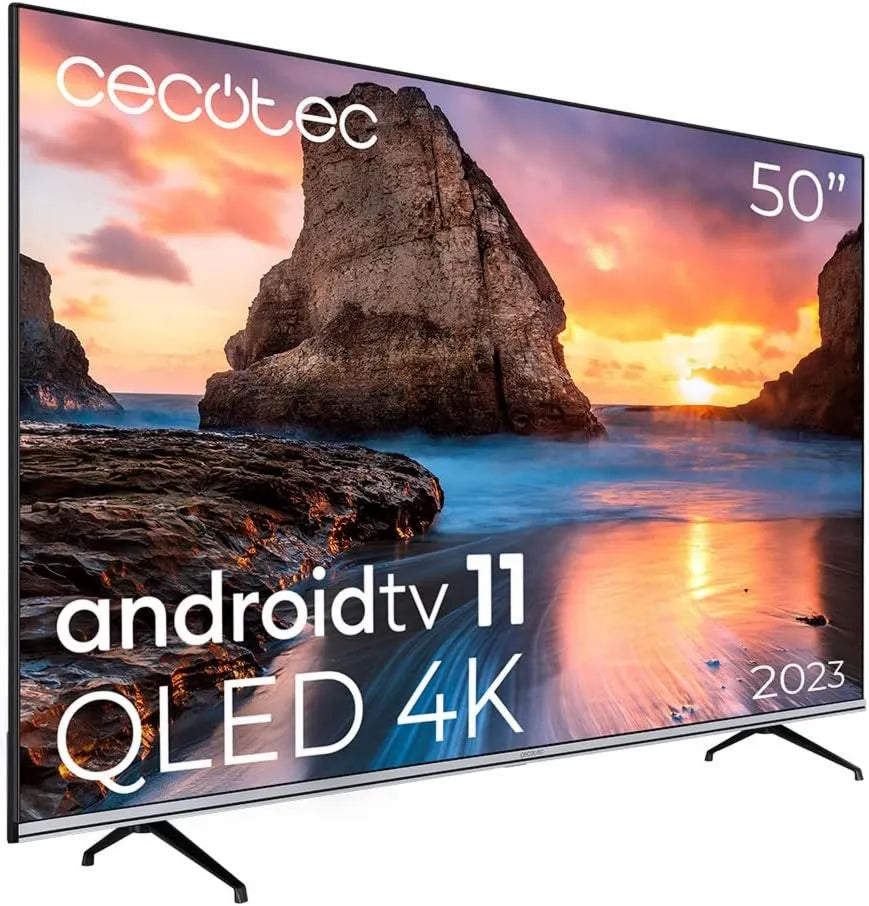 Cecotec VQU10050. Smart TV, 50 polegadas, TV, 4K UHD, QLED, som Dolby, Android OS, Dolby Vision e Dolby Atmos, Android 11, modelo 2023, MEMC