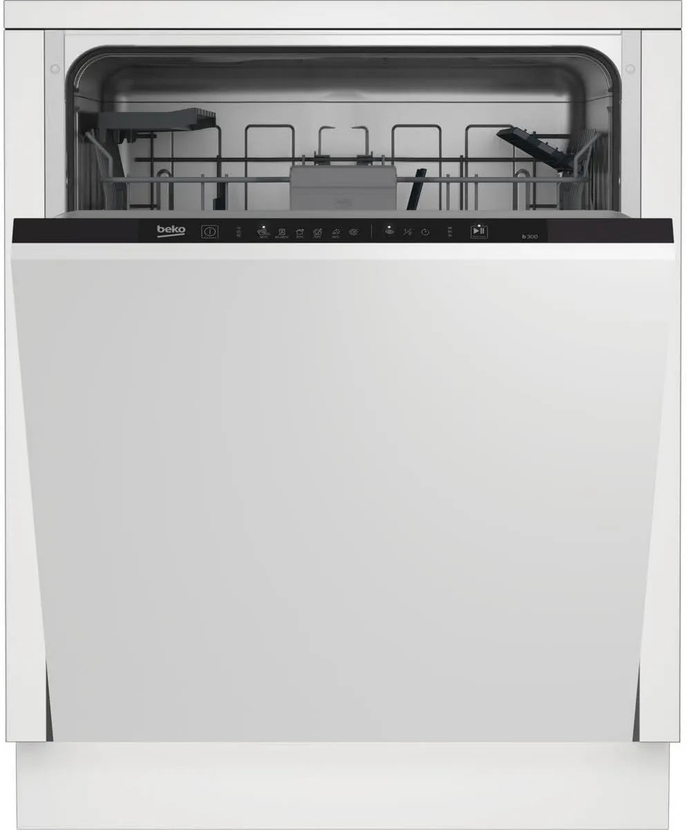 Beko BDIN16430 b300 Máquina de lavar loiça, 60 cm, 6 programas, tudo incluído, 3 níveis, para 14 talheres, 5 temperaturas, meia carga, abertura