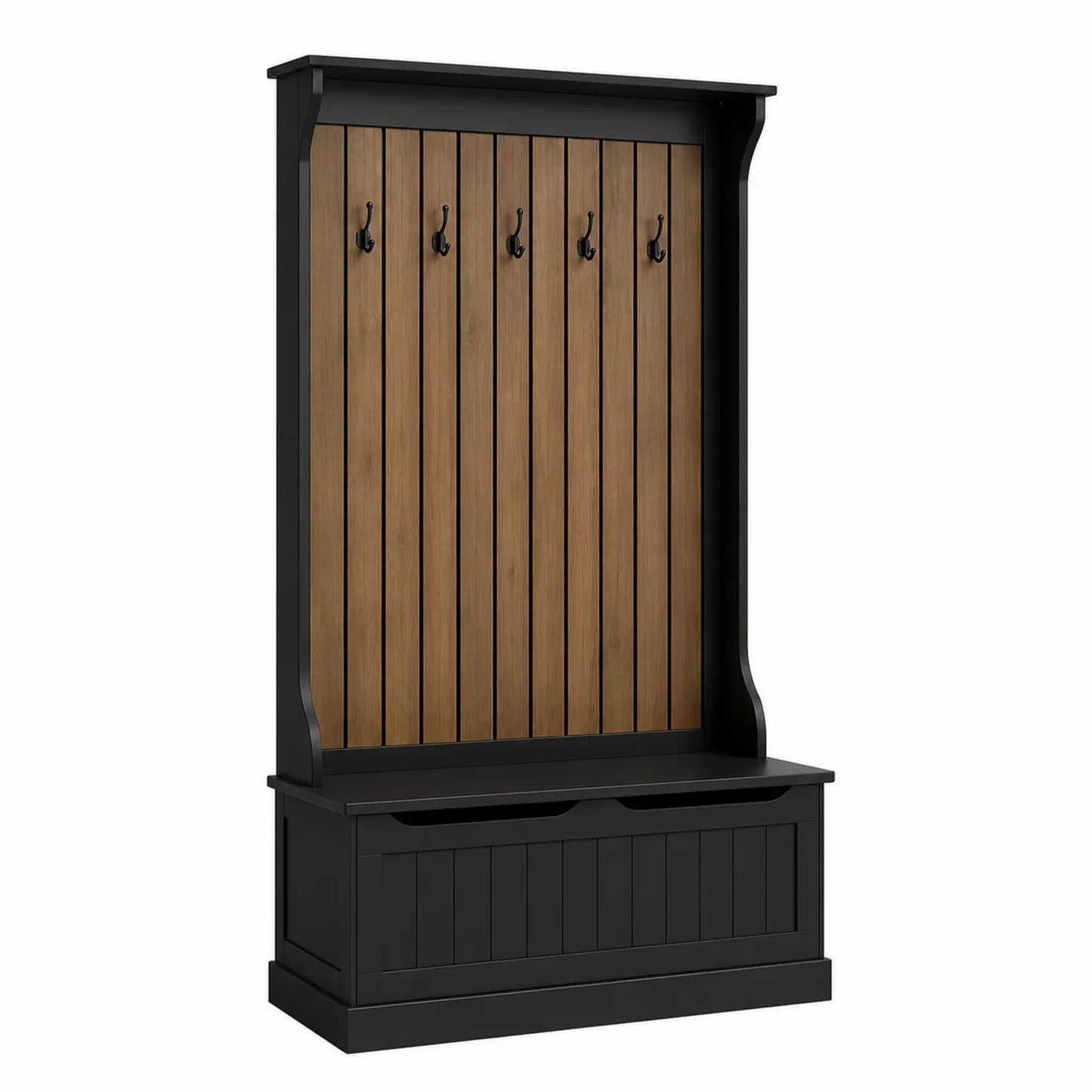 Perchero de Madera y Metal Negro 100x35x180 cm
