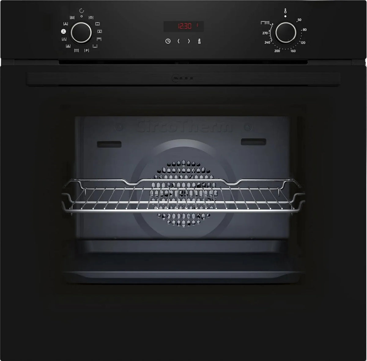 Neff B2CVG6AK3 N30 Forno elétrico, 60 x 60 cm, encastrado, travando, efeito 3D, vapor, preto, ecrã LED, base de vapor, ar quente 3D, autolimpeza