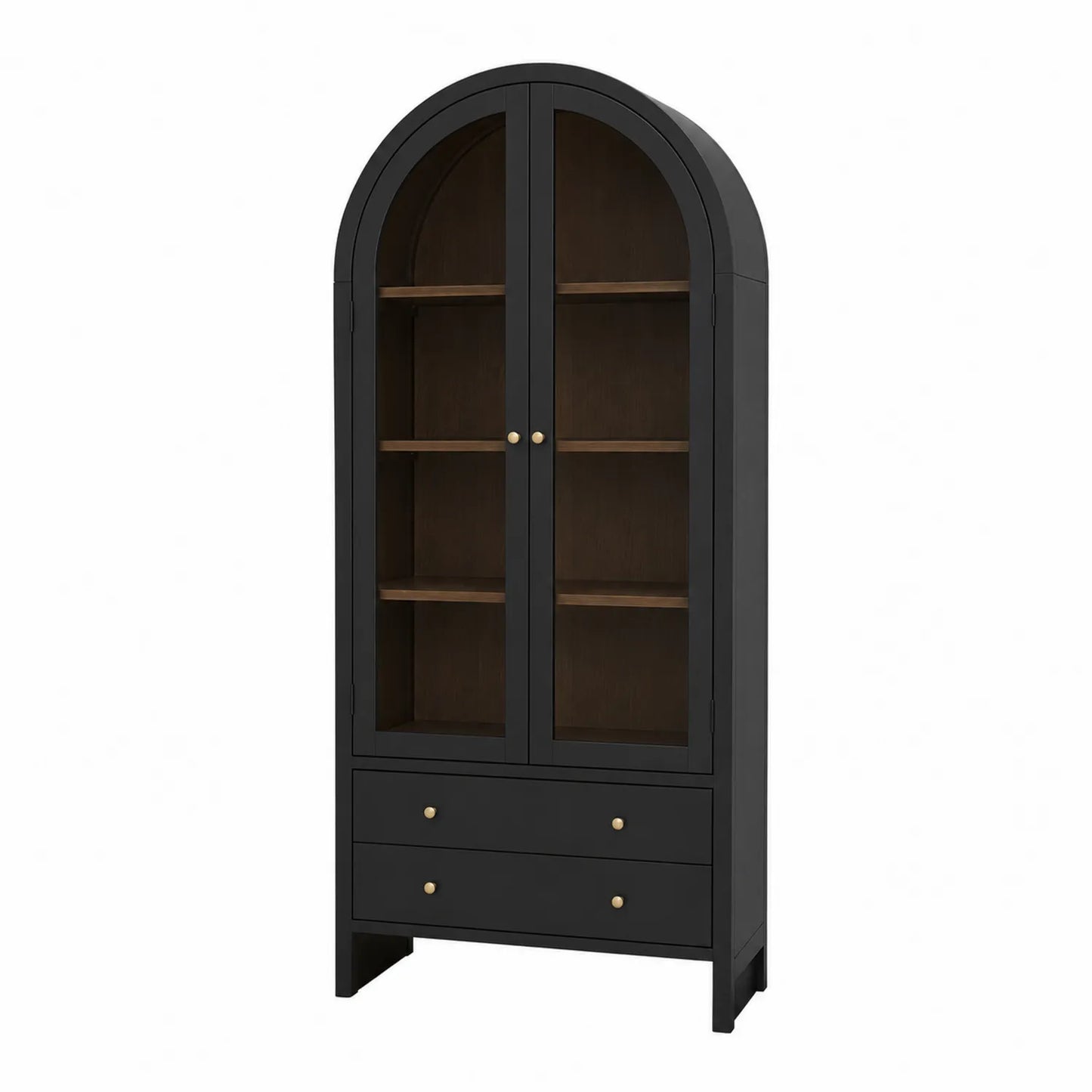 Vitrina de madera con puertas de vidrio negro 200x90x40cm