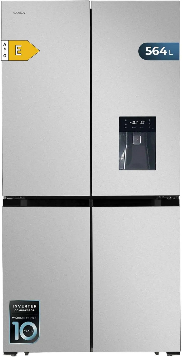 Cecotec Bolero CoolMarket Frigorífico 4D, 560 L, No Frost, Inversor, aço inoxidável, 91 cm Largura, 183 cm Altura, NoFrost Total