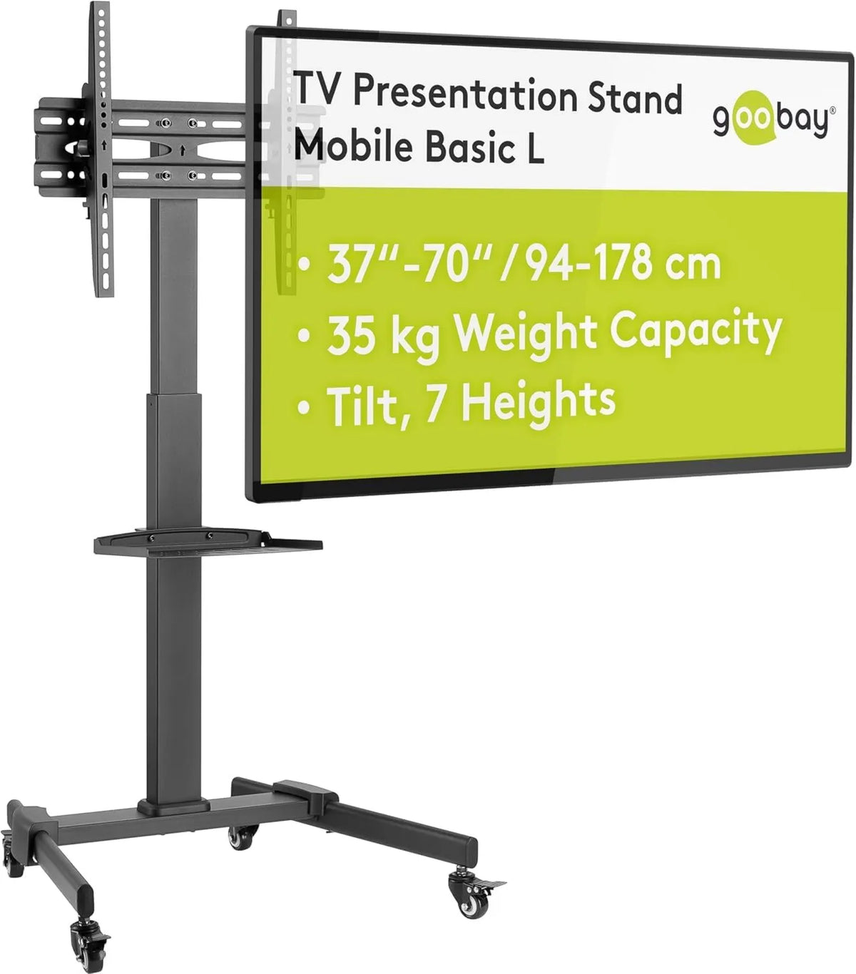 Smart TV, 70 polegadas, 400 × 400, TV, 59507, pé de TV goobay Rolling 37-70 Inches Altura ajustável VESA 400x400 Até 35 kg