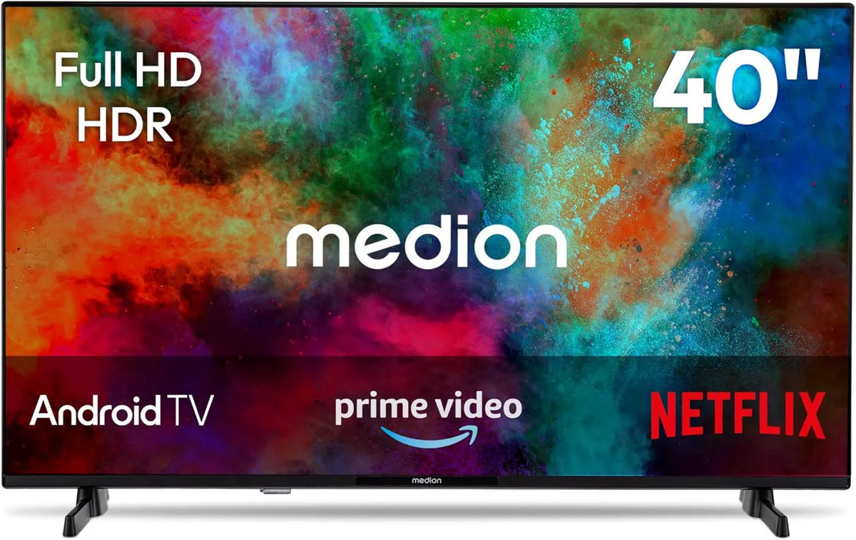 MEDION Smart TV, 40 polegadas, TV, HDR, Bluetooth, Android OS, Full HD, gravação PVR, MD 840100, 3 cm, 100, Televisão, Vídeo Prime
