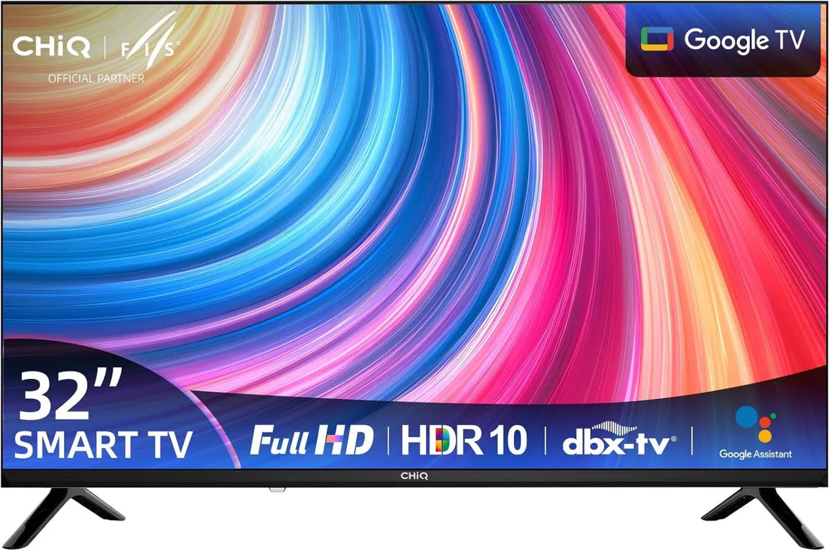CHiQ Google LF32FT Smart TV, 32 polegadas, TV, HDR, sintonizador triplo DVB-T2, S2, som Dolby, Full HD, Dolby Audio &dbx-tv, Design de Metal Sem Borda
