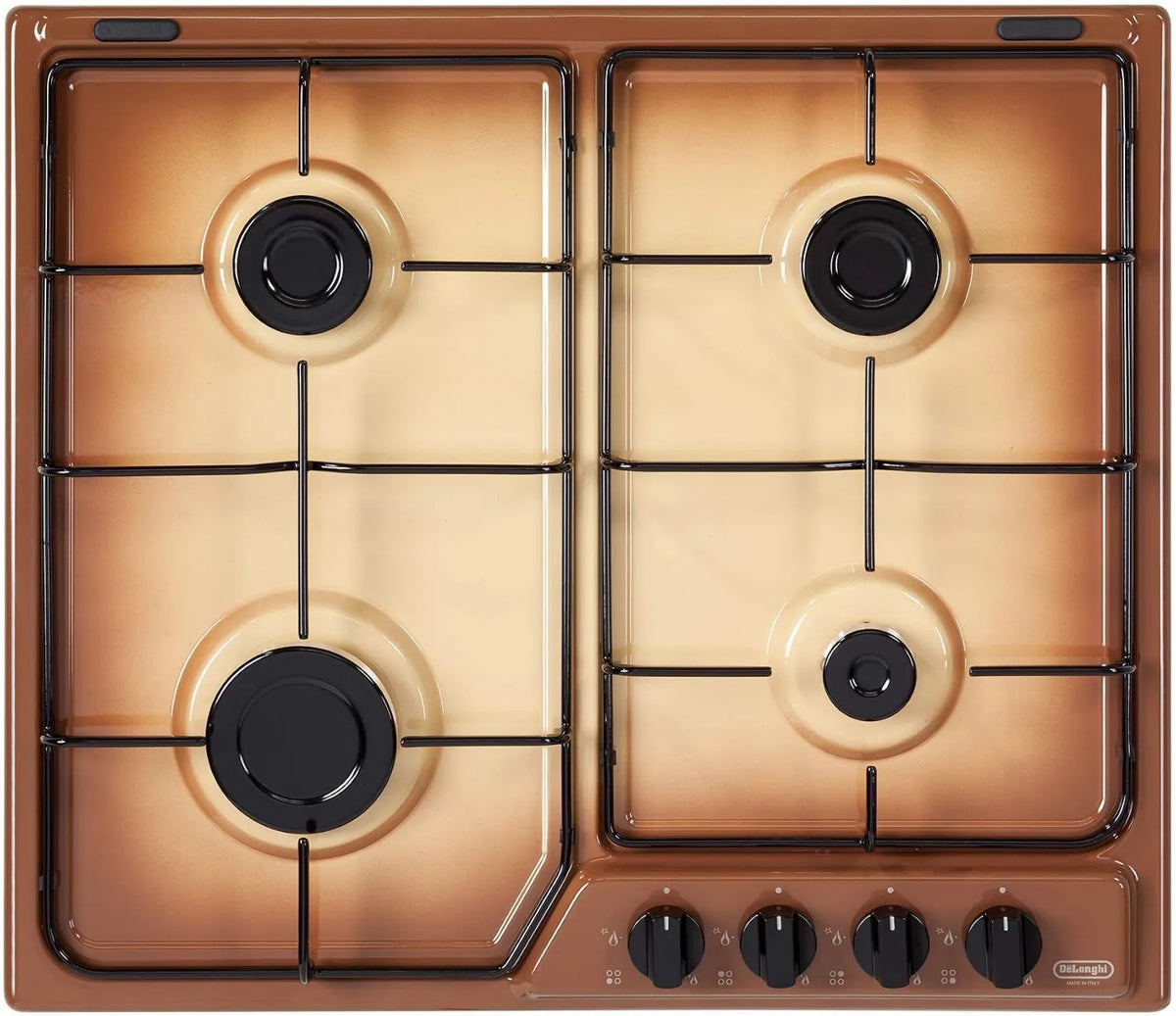 De'Longhi Placa de gás de Delonghi, 58 cm, placa de gás, YTF 46 ASV, Rotativo, Topo da mesa, Vidrados, Frente