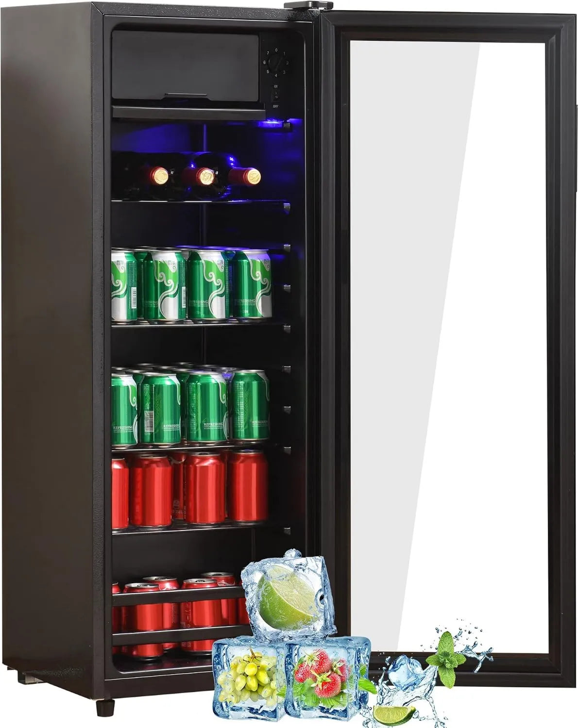 Congelador, 128 L, Merax, silencioso, Capacidade para 94 latas, Sistema de Refrigeração com Compressor, Prateleira ajustável
