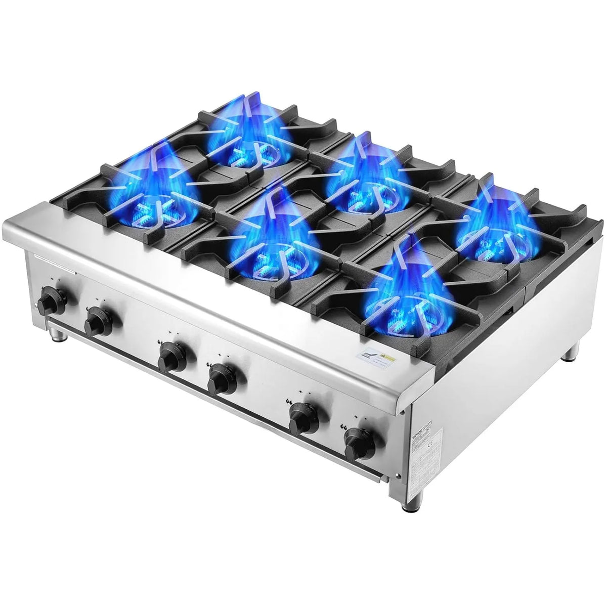 Máquina de cozinhar VEVOR com forno, profissional, restaurante, aço inoxidável, 42 kW, VEVOR panela de gás comercial com 6 queimadores, placa de cozinha