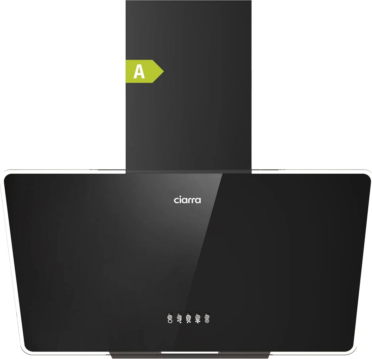 CIARRA exaustor, 60 cm, 370 m3/h, 60 dB, capa de cozinha, inclinação, descarga e reciclagem, iluminação LED, 3 velocidades, preto, filtro de alumínio