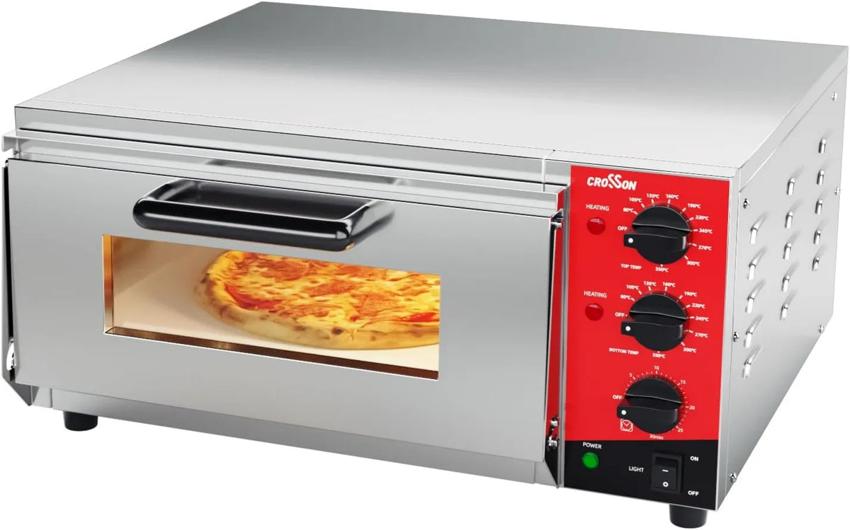 crosson Forno de pizza V, 16 polegadas, 000 W, 230 V, profissional, restaurante, aço inoxidável, pedra e alça, 2.000 W, para o interior, cozinha