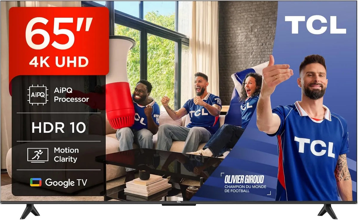 TCL Google 65V6C Smart TV, 65 polegadas, TV, 4K UHD, HDR, som Dolby, Assistente do Google, Alexa e Siri, 2025 Novo Modelo, Áudio Dolby, Motion Clarity