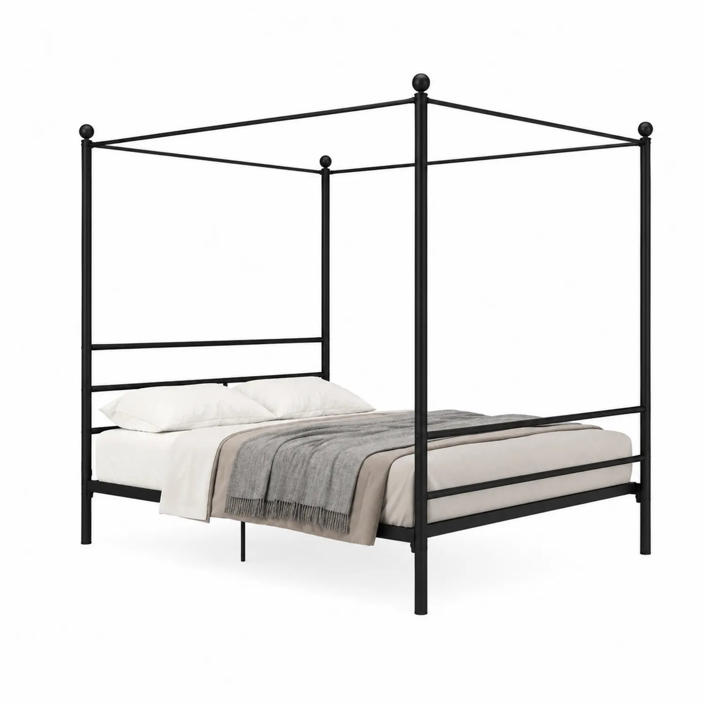 Cama de Dosel Negra de Metal
