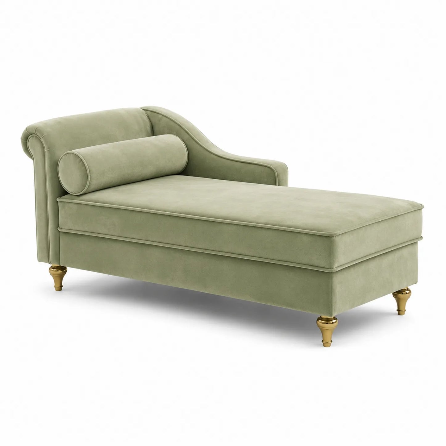 Sofá Chaise Longue de Terciopelo Verde Oliva