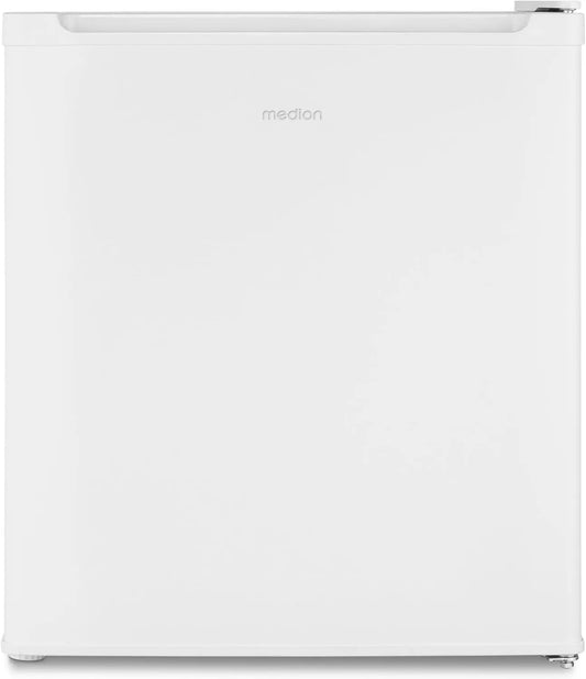 MEDION Frigorífico MD37724, 41 L, branco, mini frigorífico com compartimento de gelo, pés pequenos, altura ajustável, para bebidas alimentícias