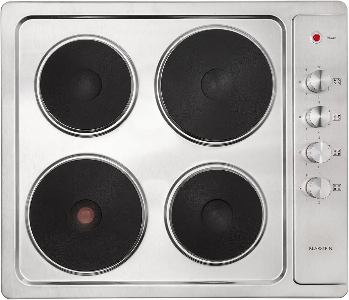 Indicador de calor residual KLARSTEIN, placa de cozinha apetito recessable com placas, botões rotativos, 6 níveis, 4 casas, 5500 watts