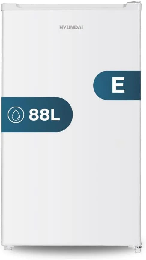 HYUNDAI Frigorífico HR84500E, 88 L, classe E de energia, branco, 1 porta, cíclico, baixo ruído, porta reversível, painel tipo de abertura