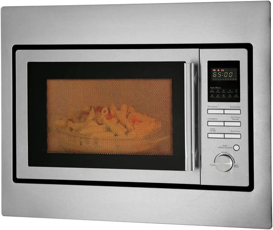 Bomann 3in1 Microondas, 32 cm, 25 L, 10 programas, encastrado, grelha, aço inoxidável, microondas, 900 watts, MWG 2216 H EB, grelha e ar
