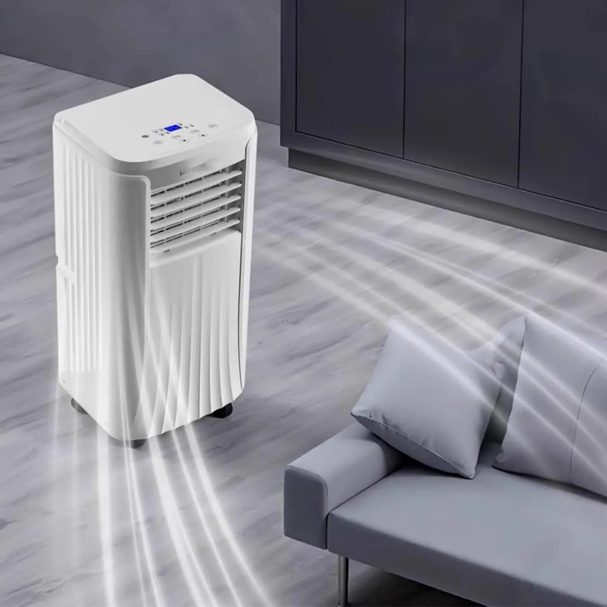 DDZJTPP Ar condicionado, 54 dB, portátil, silencioso, ar condicionado Móvel 3 em 1 Ventilador Desumidificador, kit de janela incluído
