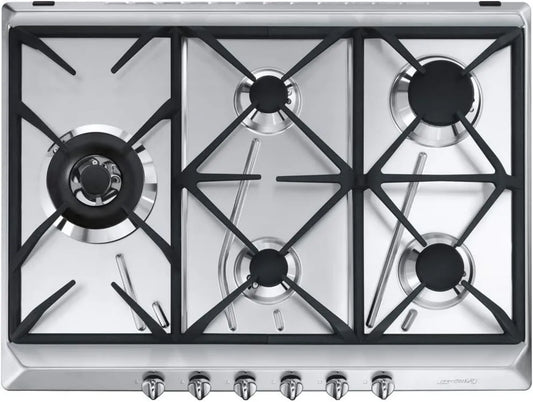 Smeg SRV575GH5 Placa de gás, placa de gás, placa de gás UNIVERSAL, Aço inoxidável