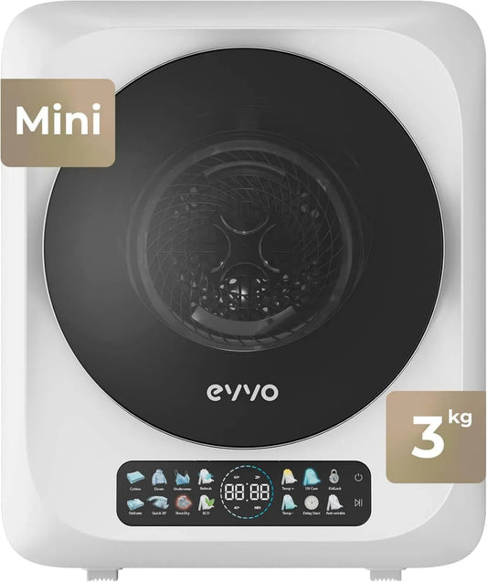EVVO Secador, 3 kg, portátil, toque, higiene, higiene UV, mini design compacto, função antirrugas, acessório de sapato, ideal para o
