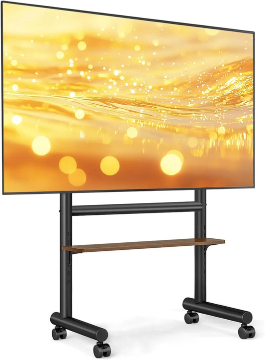 5Rcom armário de TV, 85 polegadas, rodas móveis, preto, robusto suporte de TV com 60 kg de prateleira e capacidade, design ajustável, mobilidade fácil e