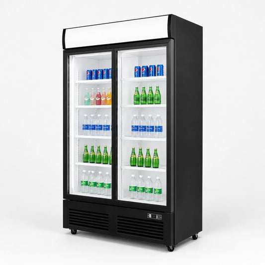 Générique Produto 736 Litros, Genéricos Armário de bebida fria 2 portas deslizantes com Canopy, Preto