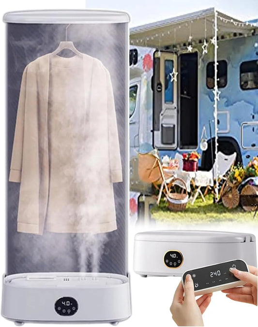 forplubossmmp Secador, portátil, temporizador, vapor, máquina de secar roupa automático -Fer com vapor vertical sem fio -Mini-Dry-Linge com bomba de calor com temporizador