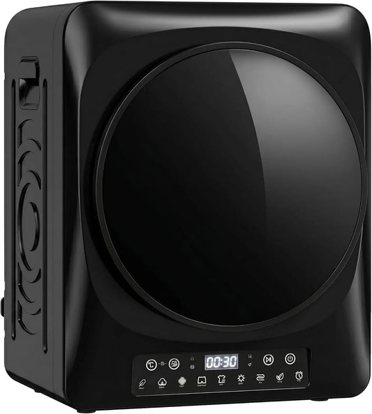 HOMCOM Secador, 1000 W, 9 programas, 5 kg, toque, temporizador, preto, até 60°C, anti-rugas, filtro duplo, secagem, bloqueio de criança, caravana