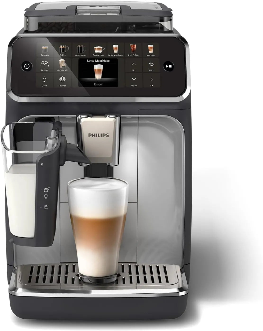 PHILIPS 20 bebidas quentes e geladas, café máquina grãos 5500, LatteGo, SilentBrew 40% mais silencioso EP5546/70, QuickStart, HomeID, Expresso