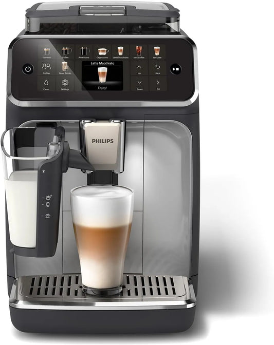 PHILIPS 20 bebidas quentes e geladas, café máquina grãos 5500, LatteGo, SilentBrew 40% mais silencioso EP5546/70, QuickStart, HomeID, Expresso