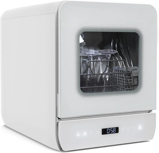 YOURLITE Máquina de lavar loiça, 4.8 L, 7 programas, toque, tanque grande, camping, branco, ecrã LED, tanque de água de 4, APT, para cozinha