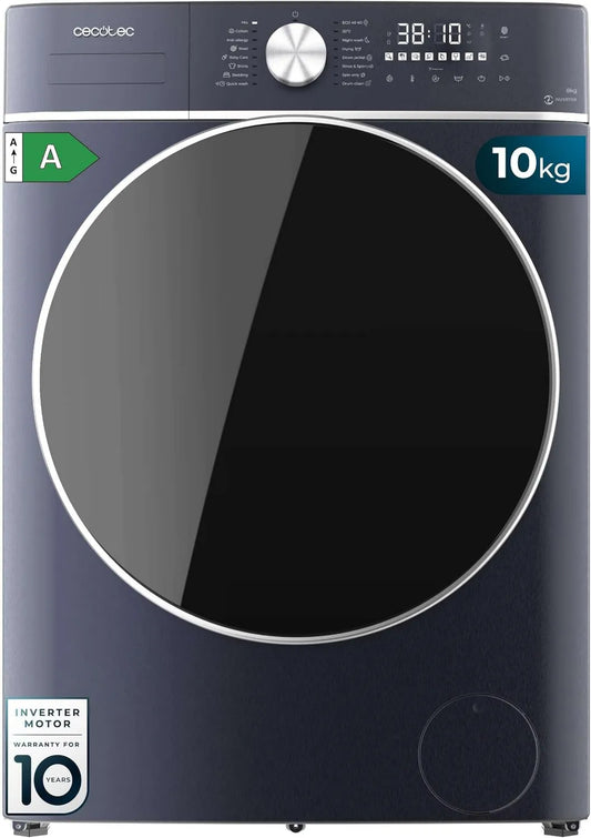Lavagem de lavagem de Bolero Cecotec, 16 programas, 10 kg, máquina de lavar roupa, secador, inversor, 1400 tr, min, OnSmart, Baixo consumo